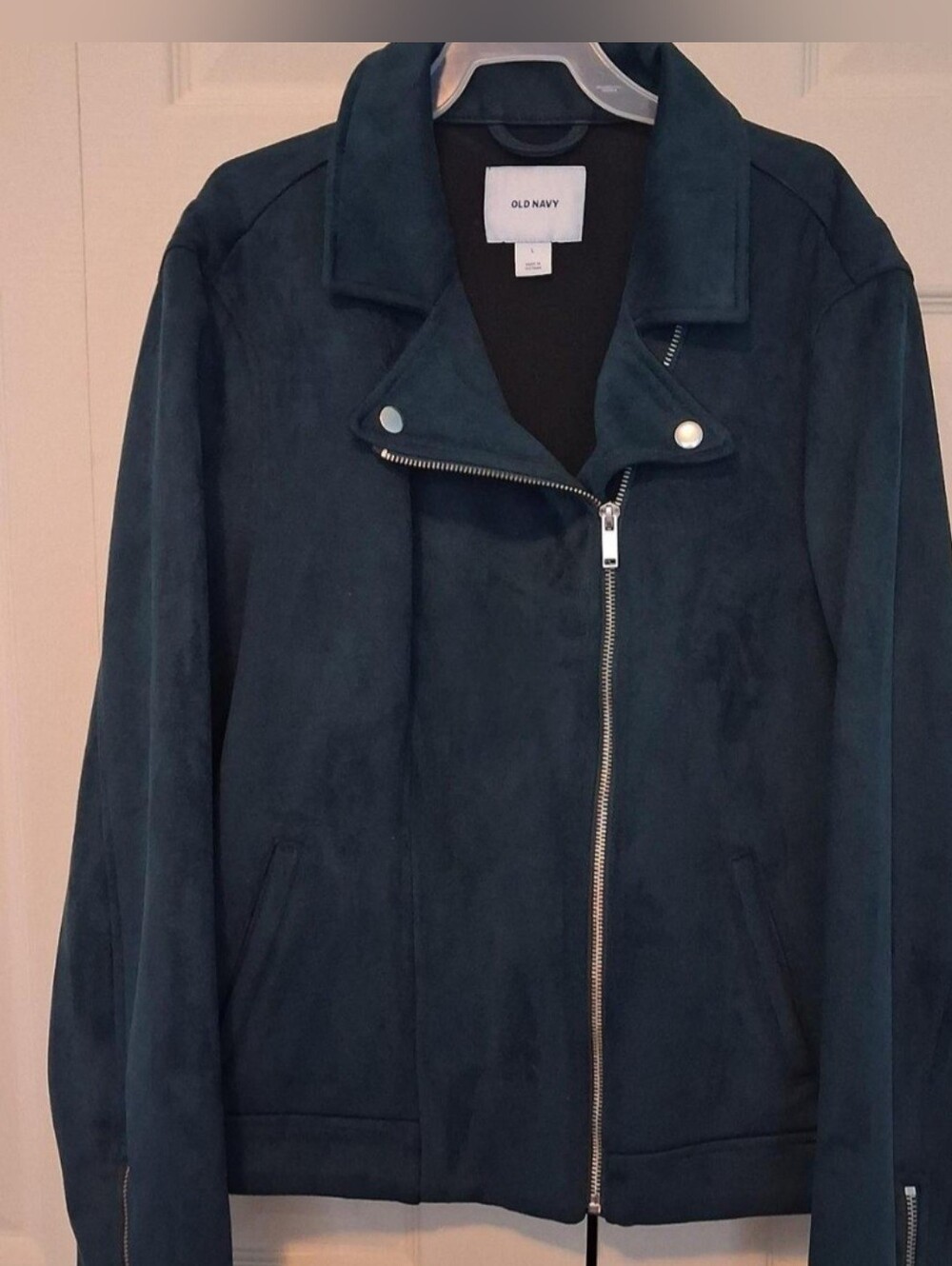 Old Navy Women's Dark Teal Suede-Style Moto Jacket